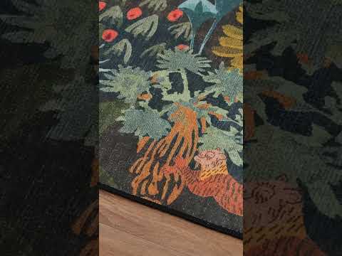 Doğanın Kalbinde Gece: Ay Figürlü Orman Desenli Halı – NW 198